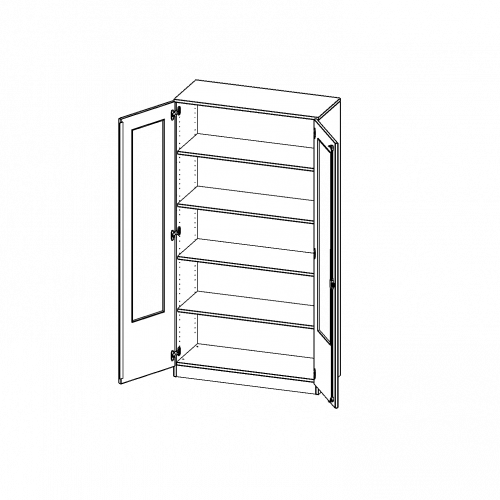 Schrank mit verglasten Türen, 5 Ordnerhöhen - Serie evo180 B/H/T: 100x190x40 cm, Türen mit Glaseinsatz, abschließbar, mit Sockel (81 mm)