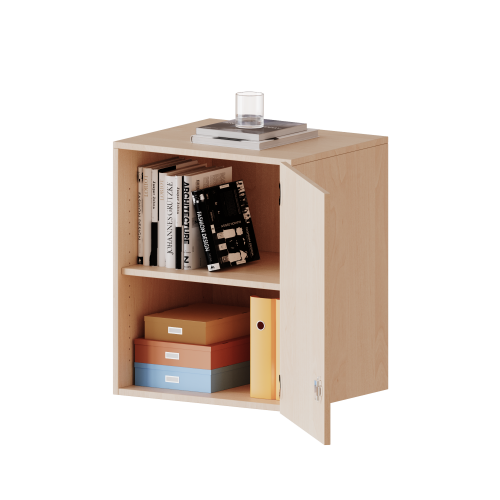 Aufsatzschrank, 2 Ordnerhöhen - Serie evo180 B/H/T: 60x72x50 cm, 1 Tür, abschließbar, Tür öffnet nach rechts