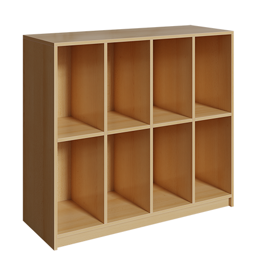 Schultaschenregal mit 8 Fächern B/H/T: 122x109x45 cm, 4reihig mit 2 Fächern übereinander
