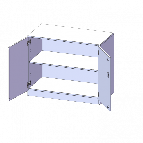 Schrank, 2 Ordnerhöhen - Serie evo180 B/H/T: 100x82x50 cm, 2 Türen, abschließbar, mit Sockel (81 mm)