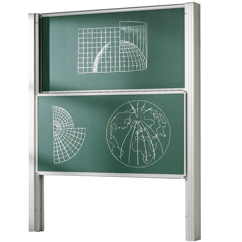Zweiflächige Pylonentafel Schultafel aus Premium Stahlemaille, Serie PY2 E B/H: 300x120 cm, grün