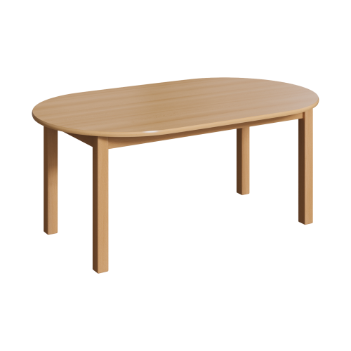 Ovaltisch mit Massivholzgestell und Schichtstoffplatte B/T: 160 x 120 cm, in 7 Tischhöhen lieferbar