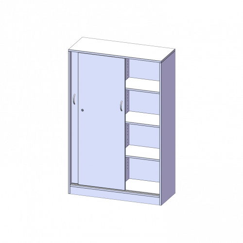 Schiebetürenschrank, 4 Ordnerhöhen - Serie evo180 B/H/T: 100x154x40 cm, abschließbar, mit Mittelwand, mit Sockel (81 mm)