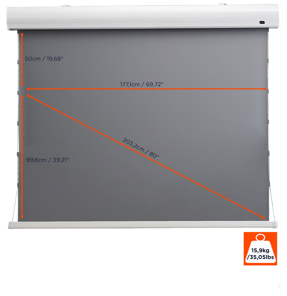 celexon HomeCinema Hochkontrastleinwand Tension 177 x 99 cm, 80" - Dynamic Slate ALR