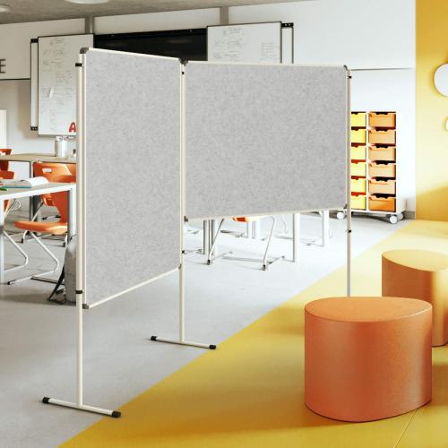 Moderationswand, Coronaschutzwand mit doppelseitigem Flanellstoff Serie NSTT F B/H: 120x120 cm, Stofffarbe Grau