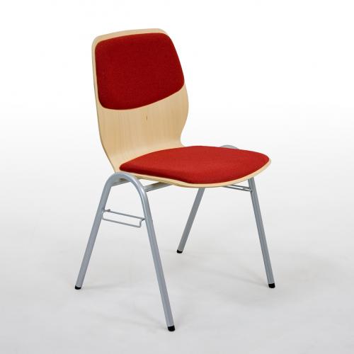 Vierbeinstuhl mit Sperrholz- Sitzschale B, Sitzhöhe DIN 6 - 46 cm Stapelbarer Vierbeinstuhl mit  Stahlrohrgestell und ergonomisch geformter Sperrholz- Sitzschale "B"