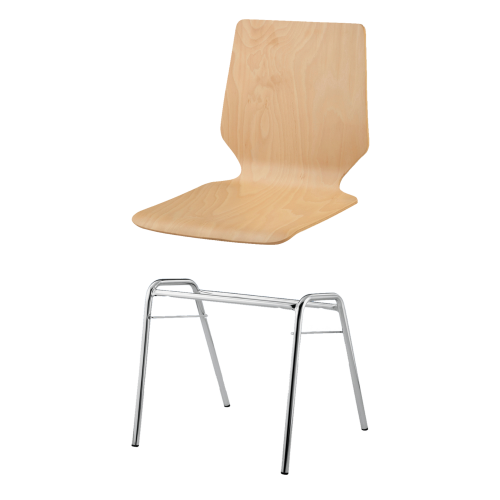 Stapelstuhl mit Schale "Berlin" und Chromgestell Sitzhöhe: 46 cm, Sitzschale Berlin mit Gestell "Boston", verchromt