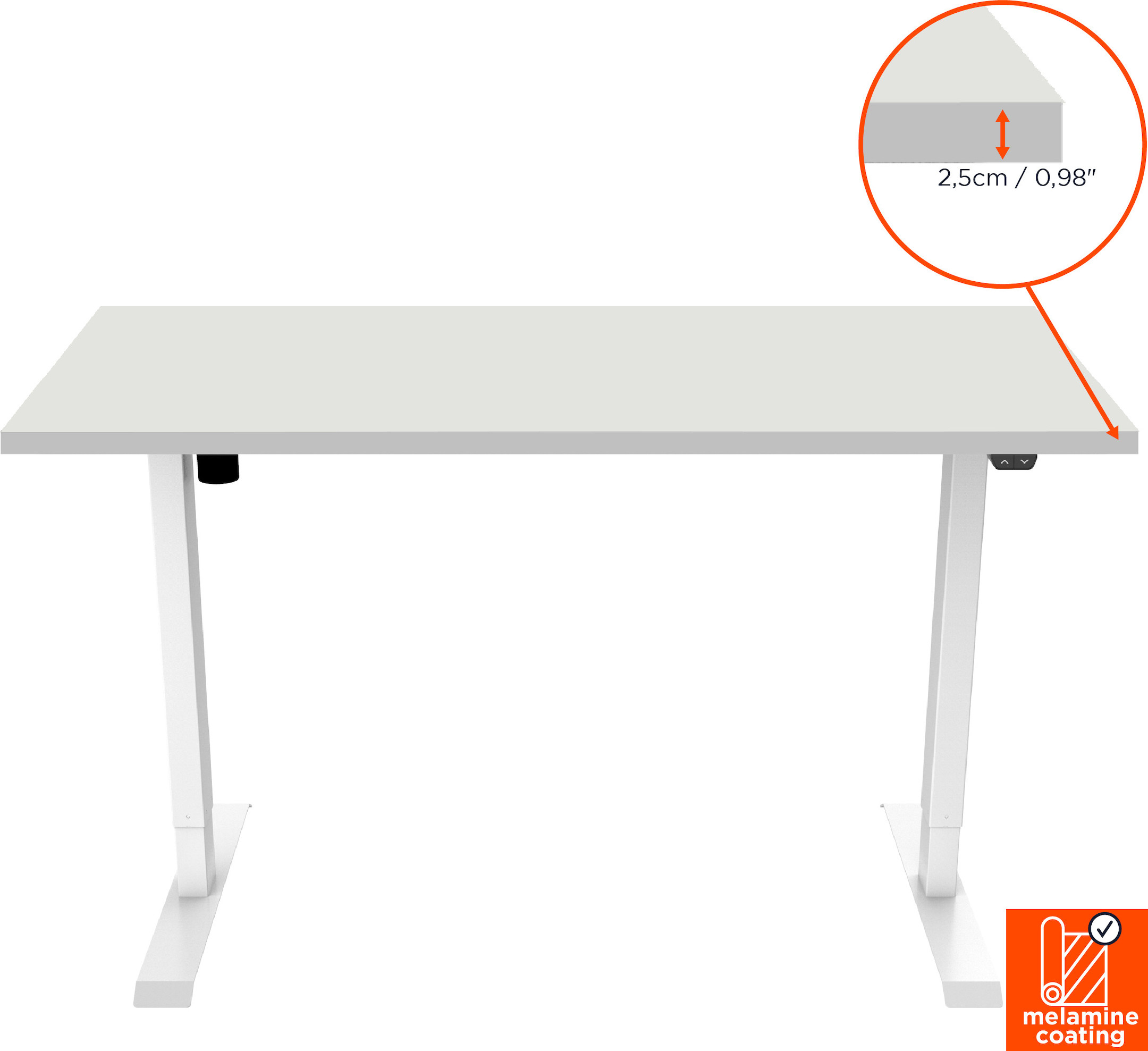 celexon elektrisch höhenverstellbarer Schreibtisch Economy eAdjust-71121 - weiß, inkl. Tischplatte 150 x 75 cm