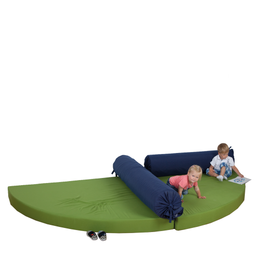 Kuschelecke Doppel-Viertelkreis mit 2 Rückenrollen B/H/T: 160x15x160 cm, Bezug Stoff schwer entflammbar