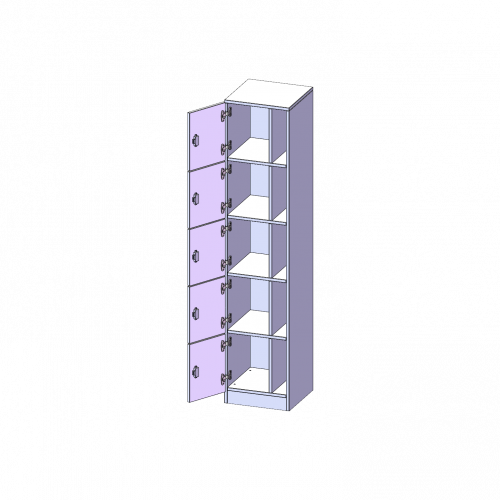 Schließfachschrank, 5 Ordnerhöhen - Serie evo180 B/H/T: 40,5x190x40 cm, 5 Schließfächer, mit Postfach, Türen öffnen nach links, mit Sockel (81 mm)