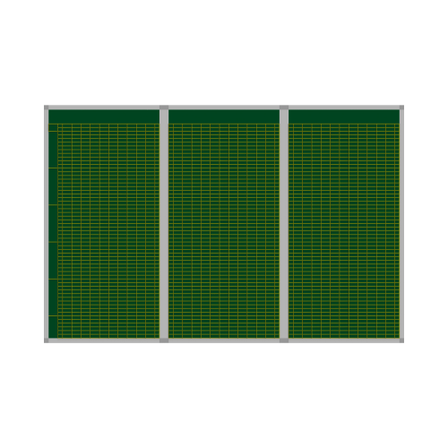 Klassenplantafel erweiterbar, Stahlemaillie grün Stundenplantafel 3-teilig für 30 Klassen mit 8 Tagesstunden, 142x103 cm