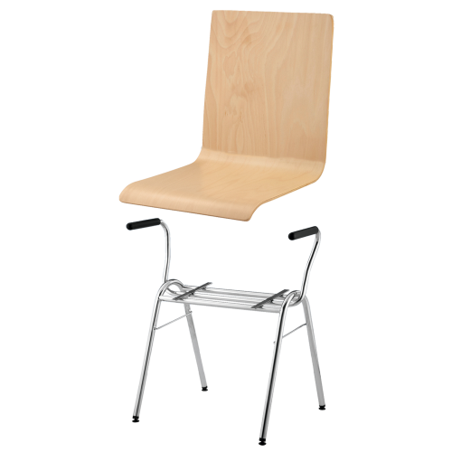Stapelstuhl mit Schale "Venedig" und Chromgestell Sitzhöhe: 46 cm, Sitzschale Venedig mit Gestell "Dallas" mit Armlehnen, verchromt