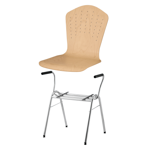 Stapelstuhl mit Schale "London" und Chromgestell Sitzhöhe: 46 cm, Sitzschale London mit Gestell "Dallas", verchromt