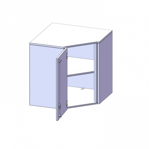Innenecke Aufsatzschrank, 2 Ordnerhöhe - Serie evo180 B/H/T: 70x72x70 cm, Für 40 cm tiefe Schrankwände, Tür öffnet nach links
