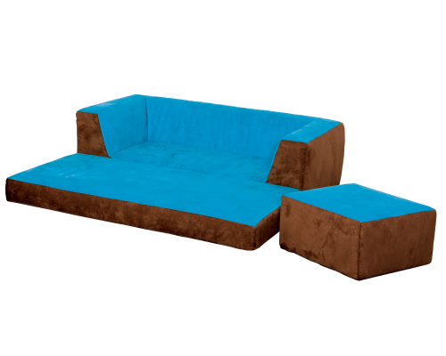 Kinder Klappcouch mit 2 Sesseln 140x50x70 cm, Sitzhöhe: 25 cm, Hocker je 49x49x25 cm, Bezug: Kunstleder schwer entflammbar