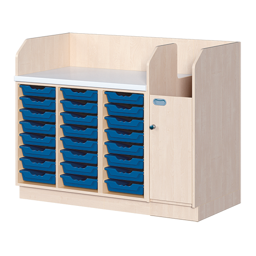 Wickelkommode, vierreihig B/H/T: 143x113x71,5 cm, Integrierter Aufgang rechts, 24 Boxen links