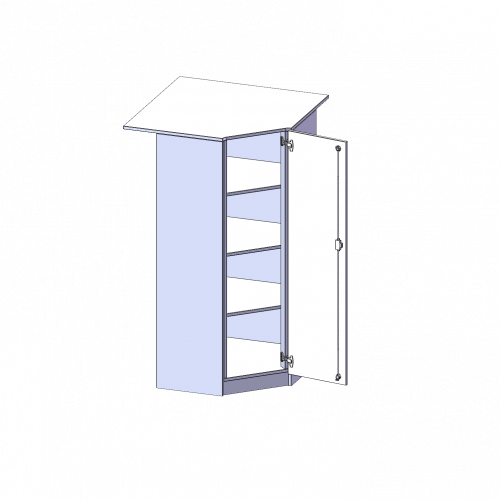 Innenecke als Schrank, 4 Ordnerhöhen - Serie evo180 B/H/T: 80x154x80 cm, Für 50 cm tiefe Schrankwände, Tür öffnet rechts, mit Sockel (81 mm)