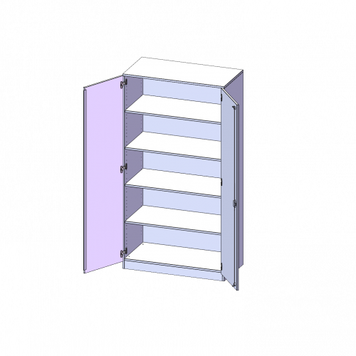 Schrank, 5 Ordnerhöhen - Serie evo180 B/H/T: 100x190x50 cm, 2 Türen, abschließbar, mit Sockel (81 mm)