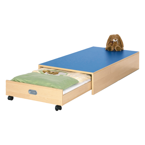 Rechteck-Podest mit Auszugsbett, Linoleum-Deckplatte B/H/T: 150x24x70 cm, für 140er Liegepolster