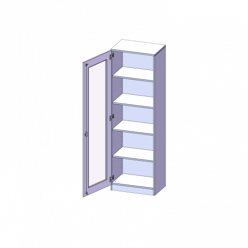 Schrank mit verglasten Türen, 5 Ordnerhöhen - Serie evo180 B/H/T: 60x190x40 cm, Tür mit Glaseinsatz, Vollausschnitt, abschließbar, Tür öffnet nach links, mit Sockel (81 mm)