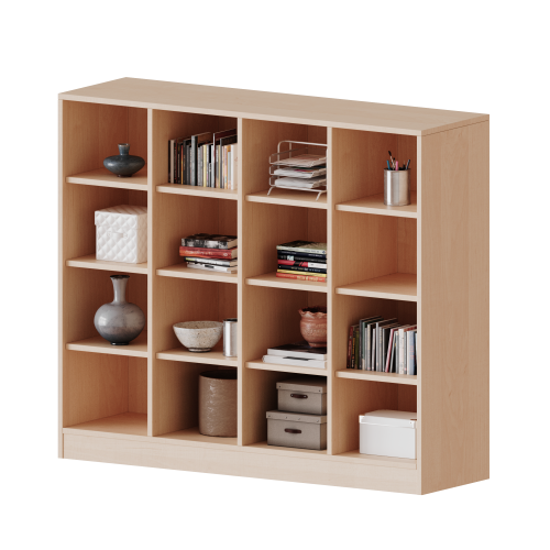 Taschenregal, 3 Ordnerhöhen - Serie evo180 B/H/T: 138,7x118x40 cm, 16 halbhohe Fächer, mit Sockel (81 mm)