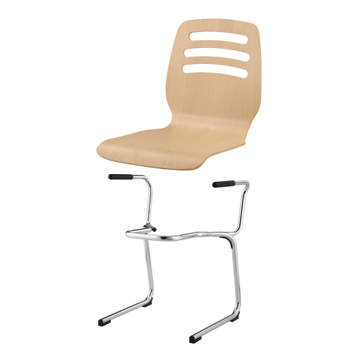 Stapelstuhl mit Schale "Mailand" und Chromgestell Sitzhöhe: 46 cm, Sitzschale Mailand mit Gestell "Detroit AL" mit Armlehnen, verchromt
