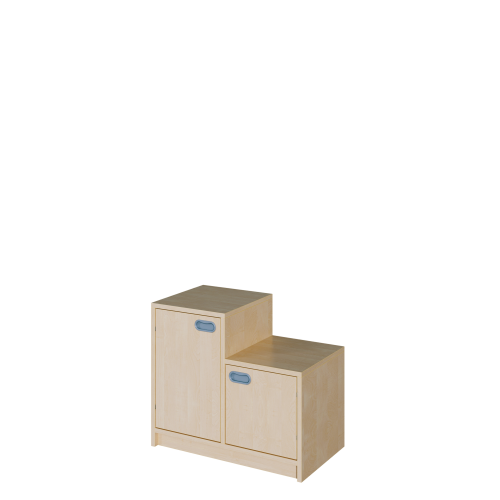 Korpus-Schrank "SideStep", beidseitig Türen B/H/T: 70,5x40/60x40 cm, mit stufenartiger Kontur, hohe Seite links