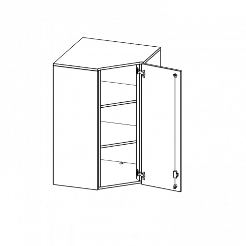 Innenecke Aufsatzschrank, 3 Ordnerhöhen - Serie evo180 B/H/T: 80x108x80 cm, Für 50 cm tiefe Schrankwände, Tür öffnet nach rechts