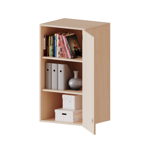 Aufsatzschrank, 3 Ordnerhöhen - Serie evo180 B/H/T: 60x108x50 cm, 1 Tür, abschließbar, Tür öffnet nach rechts