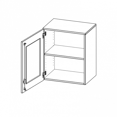 Aufsatzschrank, 2 Ordnerhöhen - Serie evo180 B/H/T: 60x72x40 cm, 1 Tür mit Glaseinsatz, abschließbar, Tür öffnet nach links