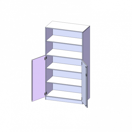 Schrank, 5 Ordnerhöhen, Türen unten (3 OH), oben 2 offene Fächer - Serie evo180 B/H/T: 100x190x60 cm, 2 Türen, abschließbar, mit Sockel (81 mm)