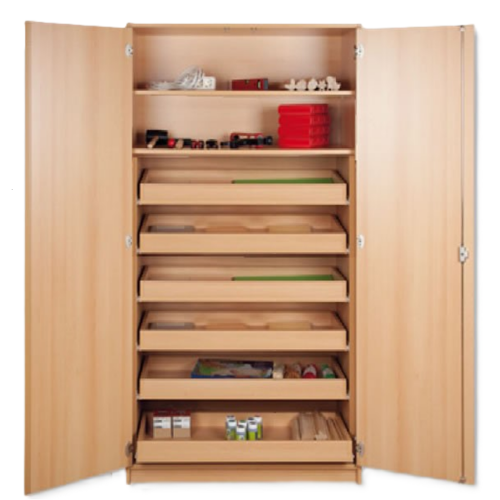Werkschrank mit Rollschüben und Einlegeböden B/H/T: 120x180x50 cm, mit 6 breiten Schüben und 2 Einlegeböden