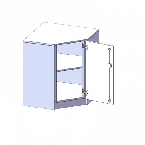 Innenecke als Schrank, 2 Ordnerhöhen - Serie evo180 B/H/T: 80x82x80 cm, Für 50 cm tiefe Schrankwände, Tür öffnet rechts, mit Sockel (81 mm)