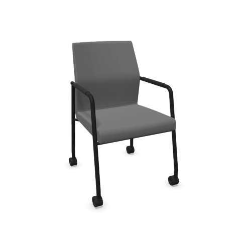 Stuhl Ana mit Vierfußgestell und Rollen B/H/T: 58x92x61 cm, mit Armlehne, Gestellfarbe schwarz, Stoffgruppe C1 (Standard)