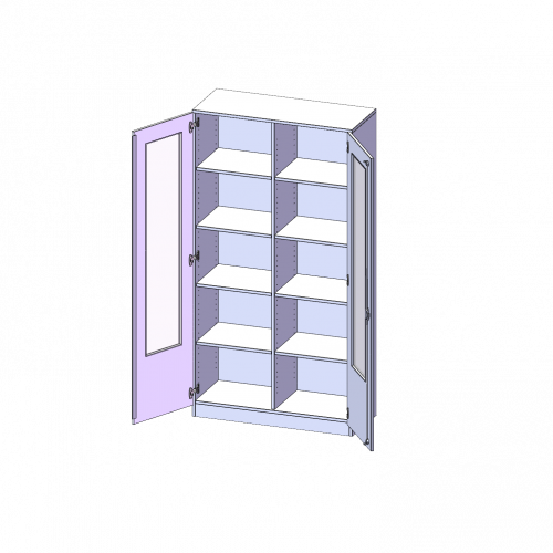 Schrank mit verglasten Türen, 5 Ordnerhöhen - Serie evo180 B/H/T: 100x190x40 cm, Türen mit Glaseinsatz, abschließbar, mit Mittelwand, mit Sockel (81 mm)