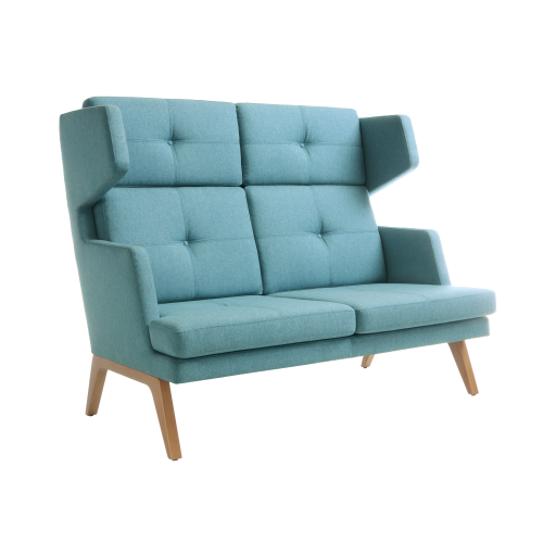 hohes 2er Sitzsofa Ona mit Holzgestell und Seitenschale B/H/T: 141x117x95 cm, Stoffgruppe C3 (schwer entflammbar)