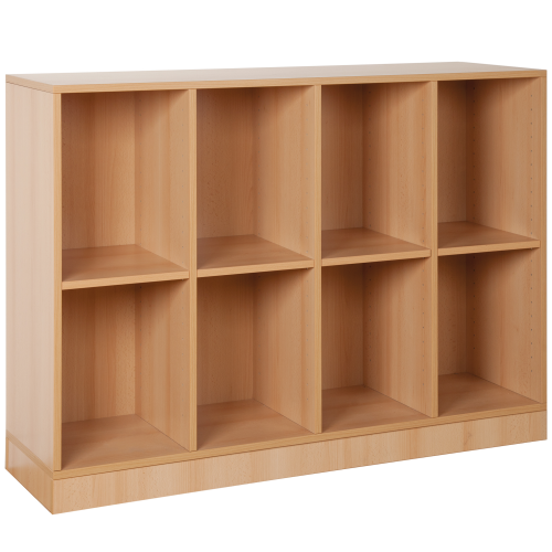 Offenes Regal mit 8 Fächern & Mittelwänden B/H/T 130 x 98 x 40cm, Dekor wählbar,  auf Rollen