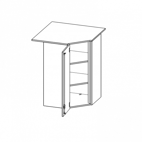 Innenecke Aufsatzschrank, 3 Ordnerhöhen - Serie evo180 B/H/T: 90x108x90 cm, Für 60 cm tiefe Schrankwände, Tür öffnet nach links