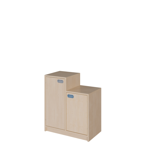 Korpus-Schrank "SideStep", beidseitig Türen B/H/T: 70,5x60/80x40 cm, mit stufenartiger Kontur, hohe Seite links