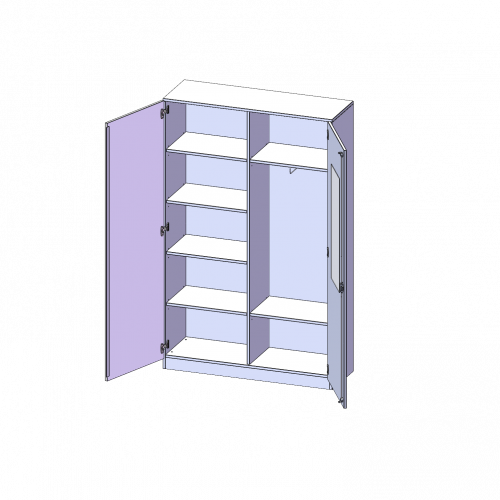 Garderobenschrank mit Spiegel und Garderobenstange, 5 Ordnerhöhen - Serie evo180 B/H/T: 120x190x40 cm, 2 Türen, abschließbar, eine Seite Garderobe, eine Seite Fachböden, Sockel