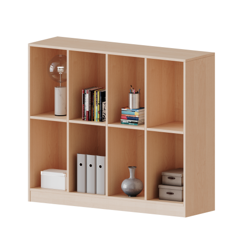 Taschenregal, 3 Ordnerhöhen - Serie evo180 B/H/T: 138,7x118x40 cm, 8 hohe Fächer, mit Sockel (81 mm)