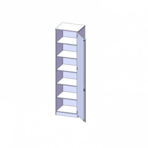 Schrank, 6 Ordnerhöhen - Serie evo180 B/H/T: 60x226x40 cm, 1 Tür, abschließbar, Tür öffnet nach rechts, mit Sockel (81 mm)