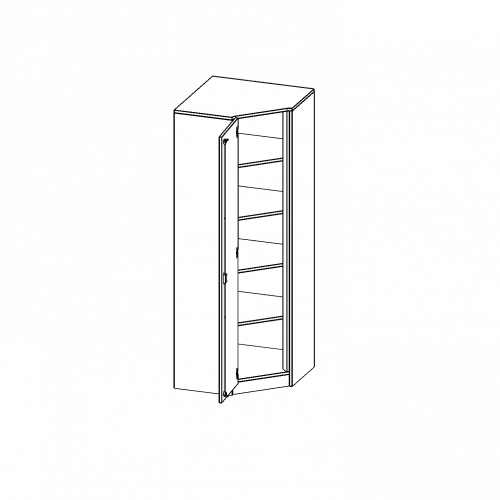 Innenecke als Schrank, 5 Ordnerhöhen - Serie evo180 B/H/T: 80x190x80 cm, Für 50 cm tiefe Schrankwände, Tür öffnet rechts, mit Sockel (81 mm)