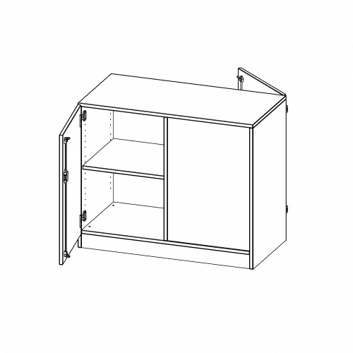 Raumteiler Schrank, 2 Ordnerhöhen - Serie evo180 B/H/T: 100x82x50 cm, 2 Türen, wechselseitig angeordnet, abschließbar, mit Sockel (81 mm)
