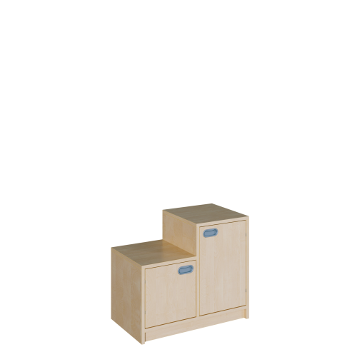 Korpus-Schrank "SideStep", beidseitig Türen B/H/T: 70,5x40/60x40 cm, mit stufenartiger Kontur, hohe Seite rechts