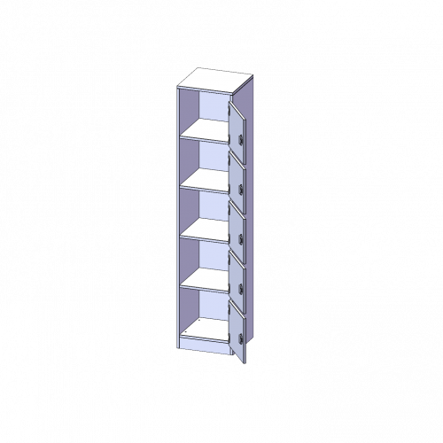 Schließfachschrank, 5 Ordnerhöhen - Serie evo180 B/H/T: 40,5x190x40 cm, 5 Schließfächer, mit Briefschlitz, Türen öffnen nach rechts, mit Sockel (81 mm)