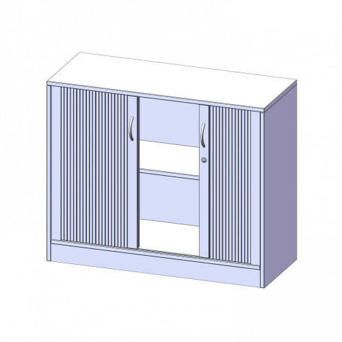Schrank mit Rollo, 2 Ordnerhöhen - Serie evo180 B/H/T: 100x82x40 cm, Querrollladen, abschließbar, mit Sockel (81 mm)
