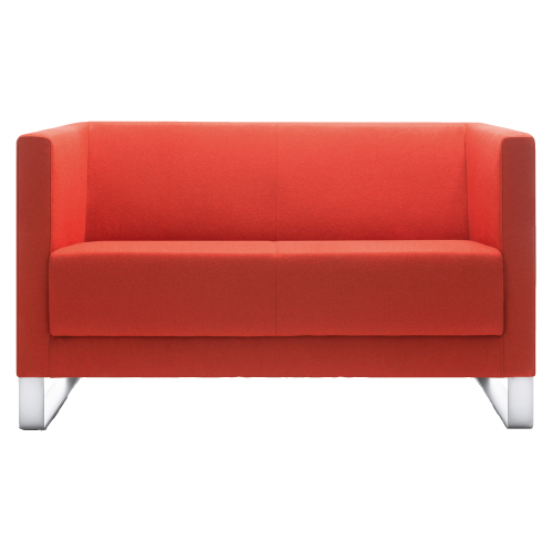 SIT!Box 2er Sofa mit Armlehne mit Armlehne, Kufengestell in Weißalu, Bezugsstoff Kunstleder, Breite 123 cm Höhe 71 cm Tiefe 68 cm