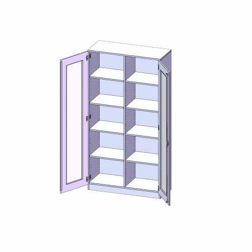 Schrank mit verglasten Türen, 5 Ordnerhöhen - Serie evo180 B/H/T: 100x190x40 cm, Türen mit Glaseinsatz, Vollausschnitt, abschließbar, mit Mittelwand, mit Sockel (81 mm)