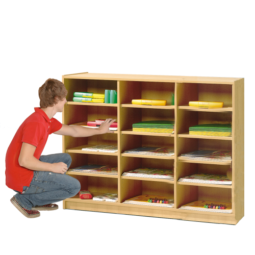 Klassenzimmerregal 3 mit 15 Fächern B/H/T: 140x98x40 cm, mit Rollen